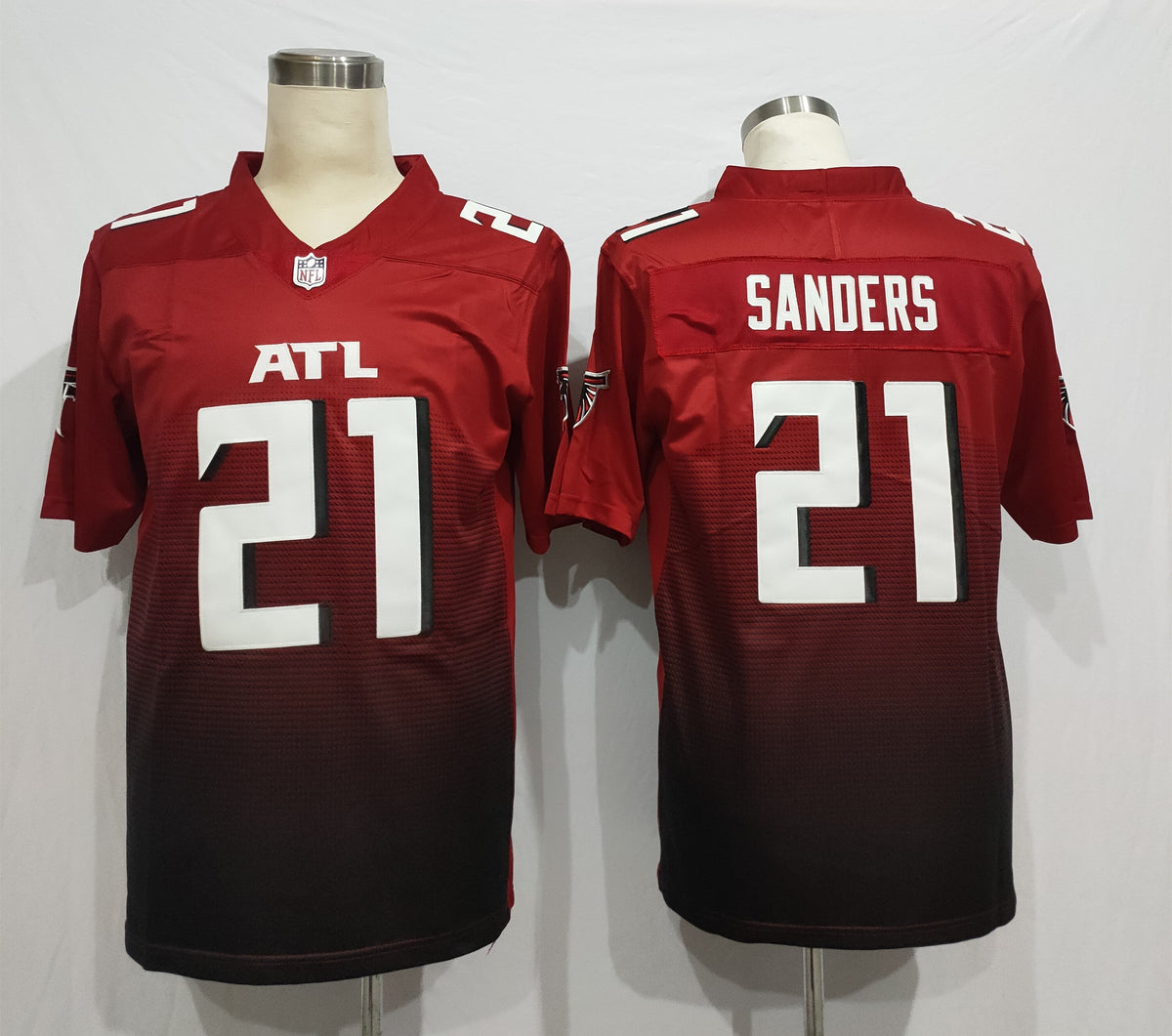 Men's Atlanta Falcons Deion Sanders #21 Red 2nd Alternate Game Jersey1