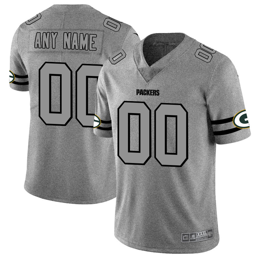 Custom1 Green Bay Packers 2019 Gray Gridiron Gray Vapor Untouchable Limited Jersey1 Stitched American Football Jerseys
