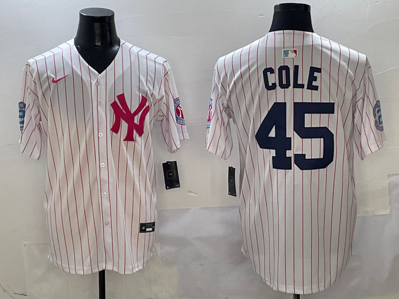 Men's New York Yankees Gerrit Cole #45 White Team Player Jersey
