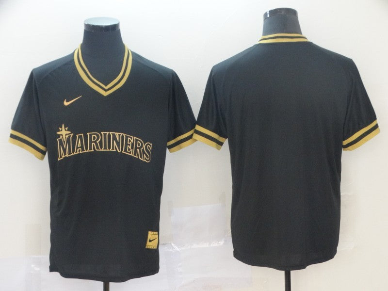 Men's Seattle Mariners Black Replica Blank Jersey1