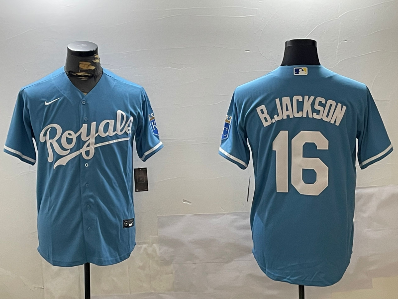 Men's Kansas City Royals #16 Bo Jackson Blue Replica Baseball Jersey1