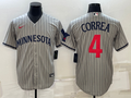 Men's Minnesota Twins Carlos Correa #4 Gray Alternate Replica Player Jersey1