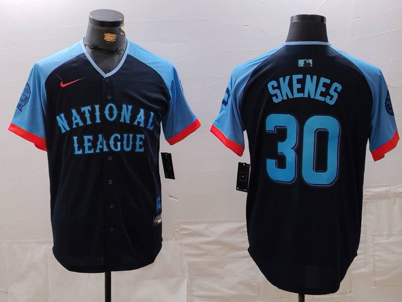 Men's National League Paul Skenes #30 Navy 2024  All-Star Game Limited Player Jersey1