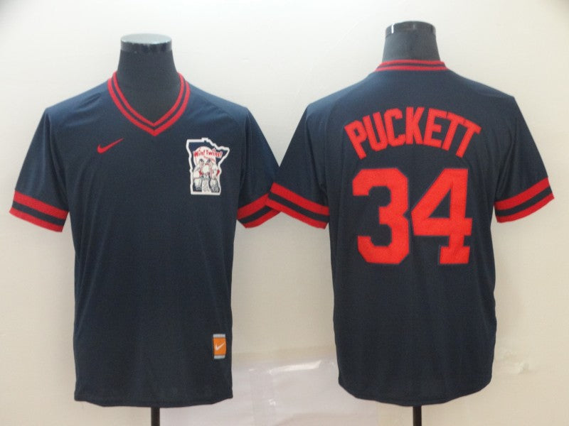 Men's Minnesota Twins Kirby Puckett #34 Navy Replica Baseball Jersey1