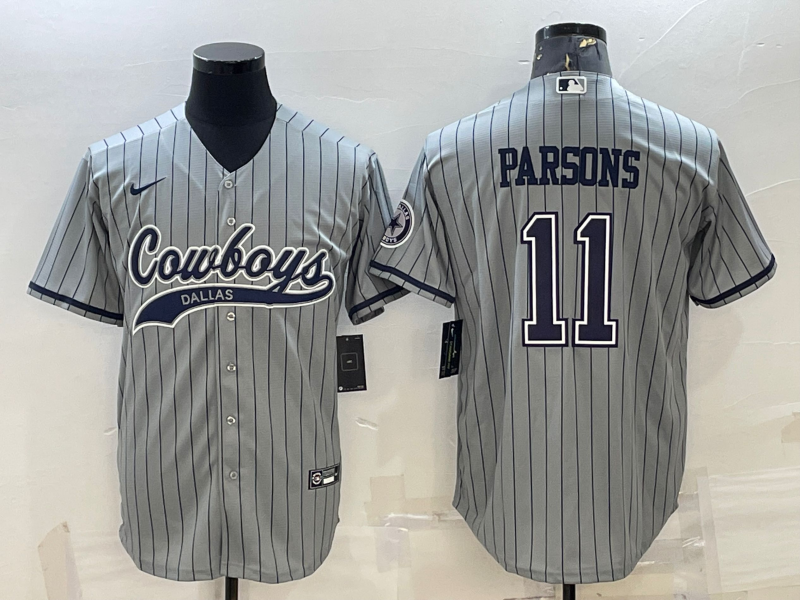 Men's Dallas Cowboys Micah Parsons #11 Gray Game Player Jersey1 Joint Edition
