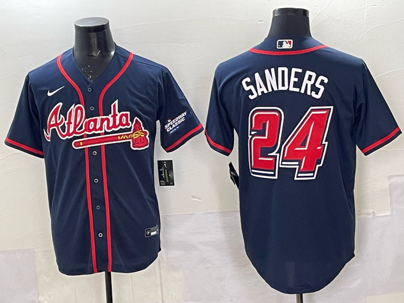 Men's Atlanta Braves Deion Sanders #24 Navy 2025  Speedway Classic Alternate Limited Jersey