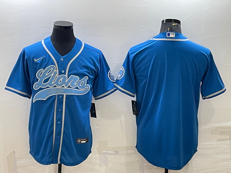 Men's Detroit Lions Blue Blank Jersey1