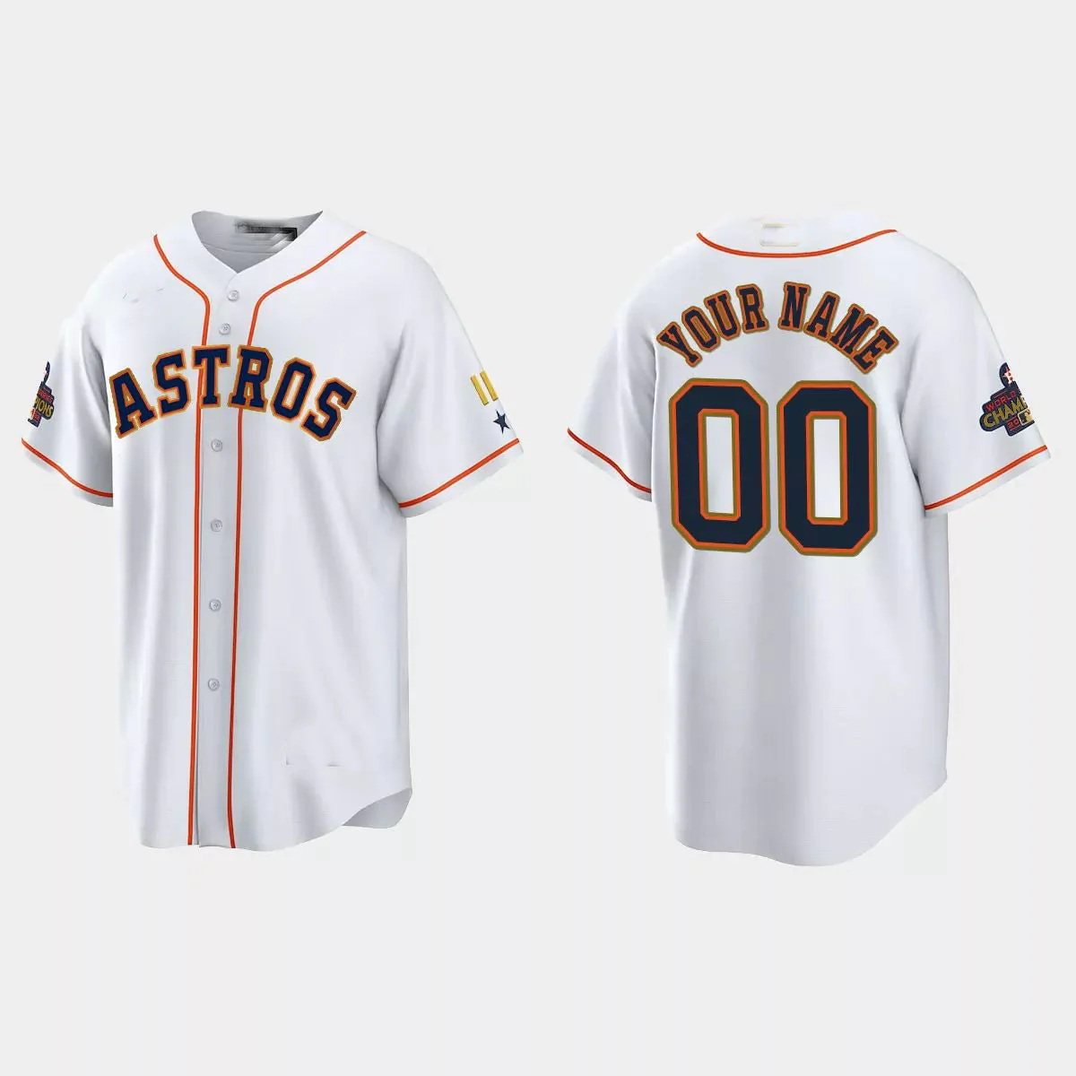 Men's Houston Astros White 2023 Gold Collection Replica Custom Jersey1