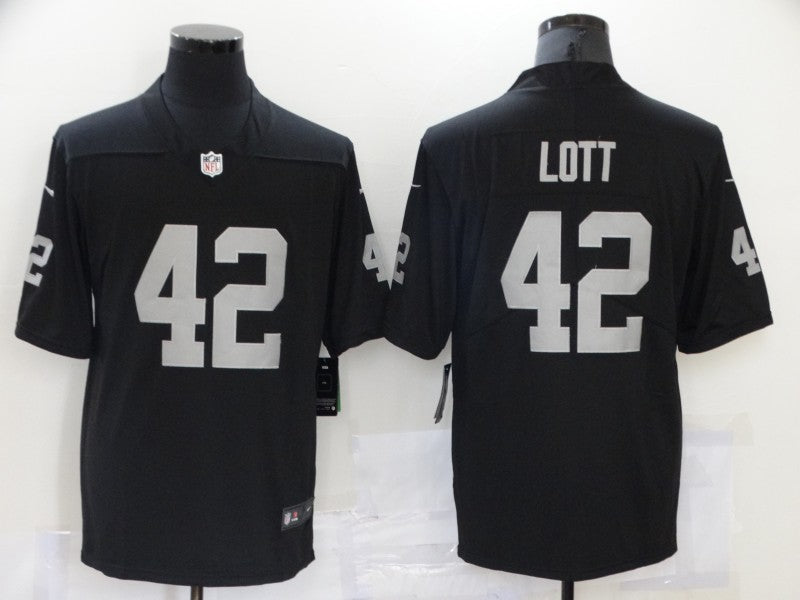 Men's Las Vegas Raiders Ronnie Lott #42 Black Game Jersey1