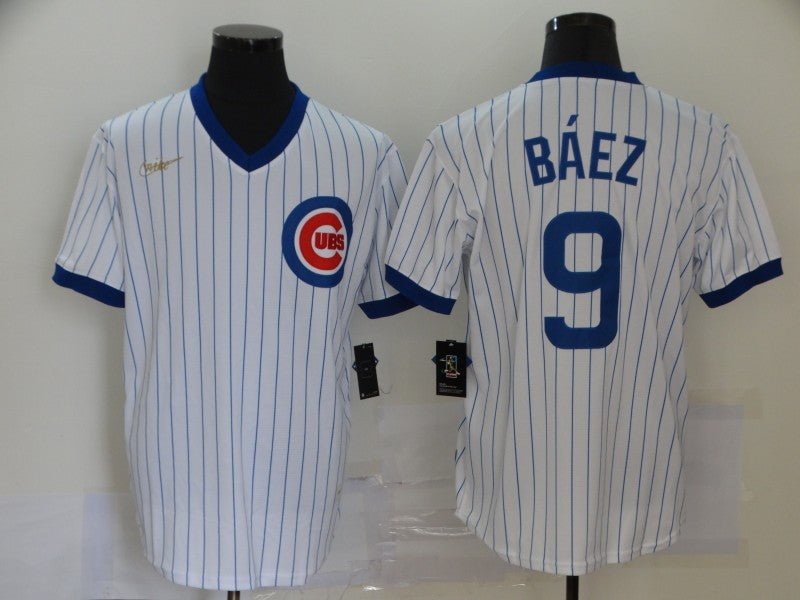 Men's Chicago Cubs Javier Baez #9 White Stitched Jersey1