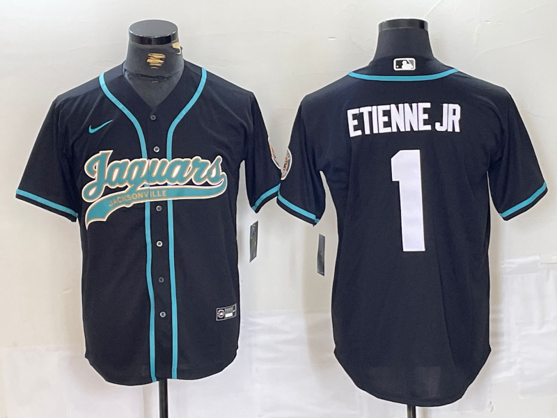 Men's Jacksonville Jaguars Travis Etienne Jr #1 Black Game Jersey1