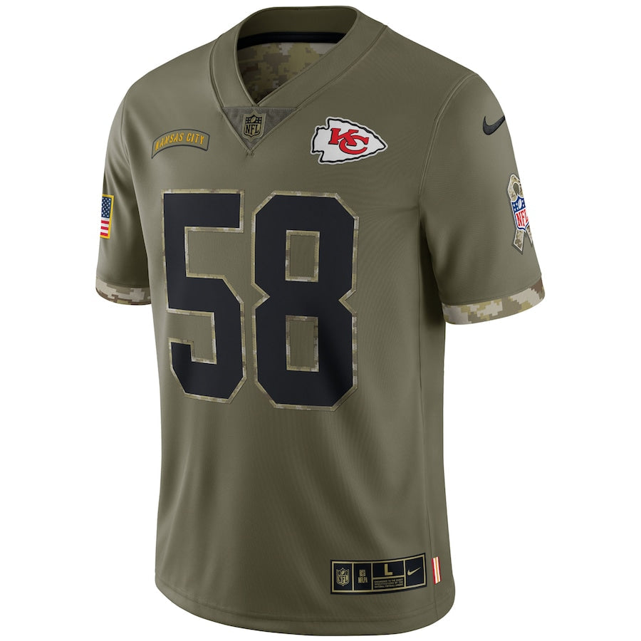 Derrick Thomas Kansas City Chiefs Salute To Service Retired Player Limited Jersey - Olive