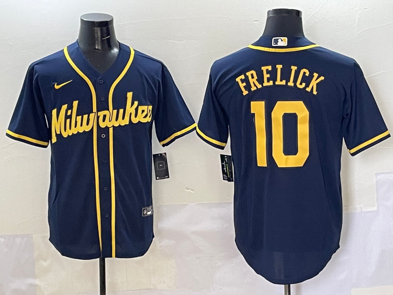 Men's Milwaukee Brewers Sal Frelick #10 Navy Alternate Limited Player Jersey1