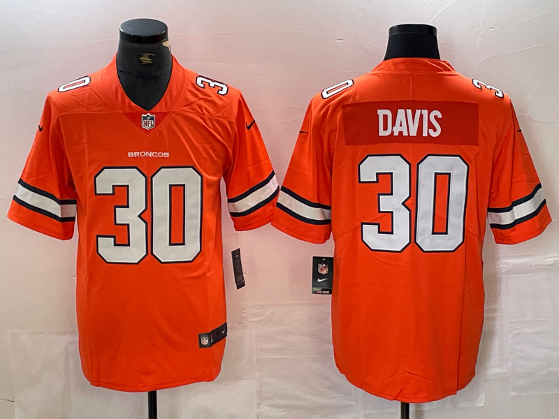 Men's Denver Broncos Terrell Davis #30 Orange Alternate Game Jersey1