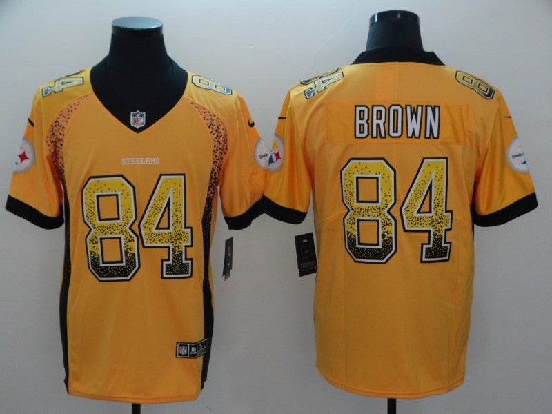 Men's Pittsburgh Steelers Antonio Brown #84 Gold Player Game Jersey1