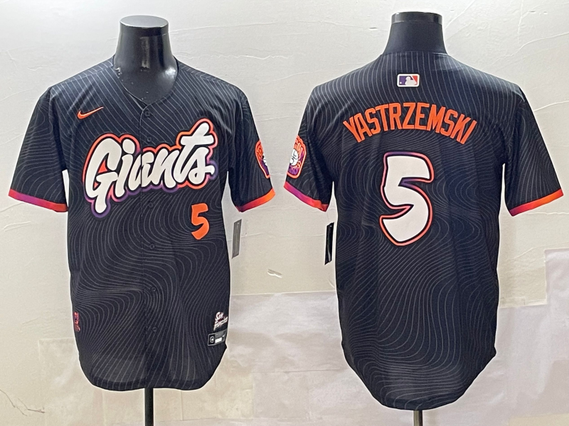 Men's San Francisco Giants Mike Yastrzemski #5 Black 2025 City Connect Limited Player Jersey1