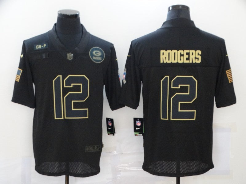 Men's Green Bay Packers Aaron Rodgers #12 Black Game Player Jersey1