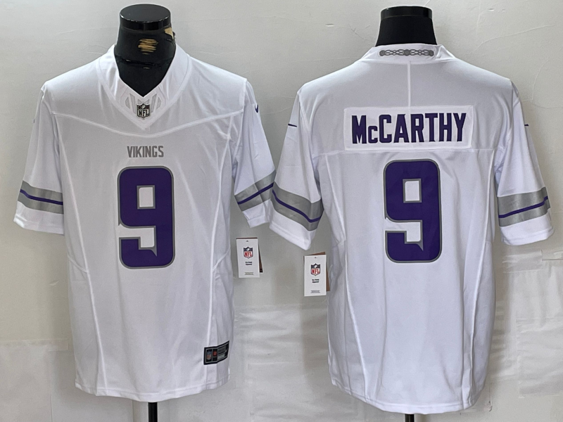 Men's Minnesota Vikings J.J. McCarthy #9 White Alternate Vapor F.U.S.E. Elite Player Jersey1