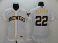 Men's Milwaukee Brewers #22 Christian Yelich  White Player Jersey1