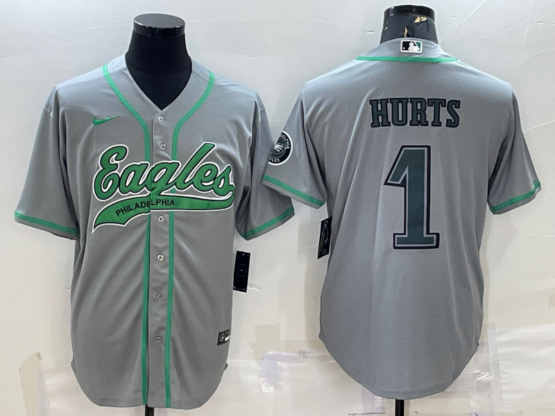 Men's Philadelphia Eagles Jalen Hurts #1 Gray Game Jersey1 Joint Edition