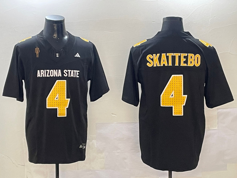 Men's Arizona State Sun Devils Cameron Skattebo #4 Black Player Jersey