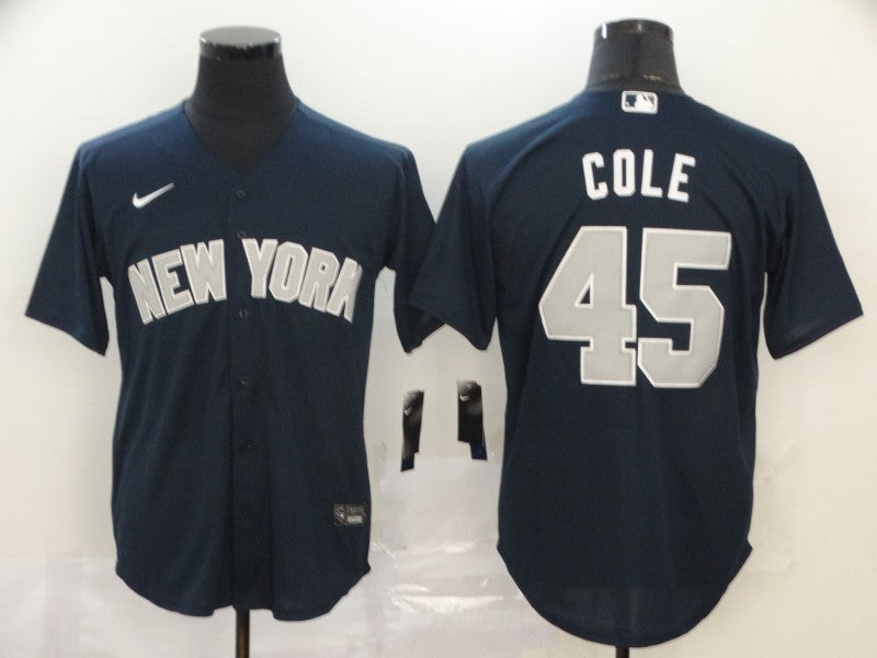 Men's New York Yankees Gerrit Cole #45 Navy Replica Baseball Jersey1