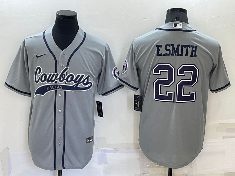 Men's Dallas Cowboys Emmitt Smith #22 Gray Game Jersey1 Joint Edition