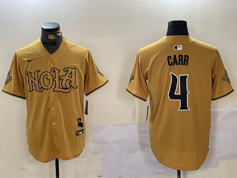 Men's New Orleans Saints Derek Carr #4 Yellow Player Jersey1