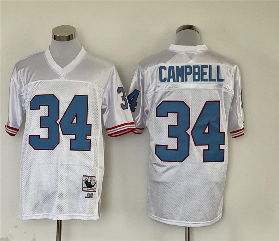 Men's Tennessee Oilers Earl Campbell #34 White Legacy Replica Jersey1