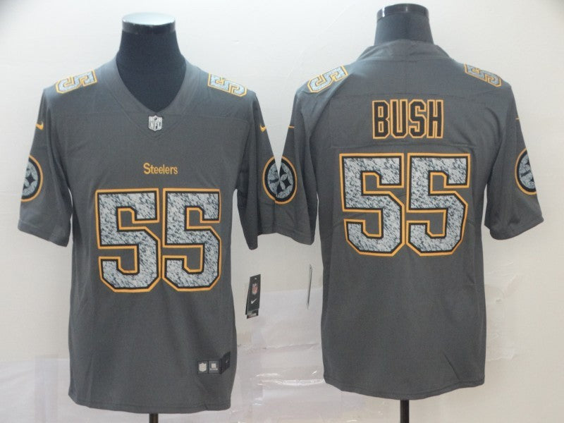 Men's Pittsburgh Steelers Devon Bush Jr. #55 Gray Player Game Jersey1