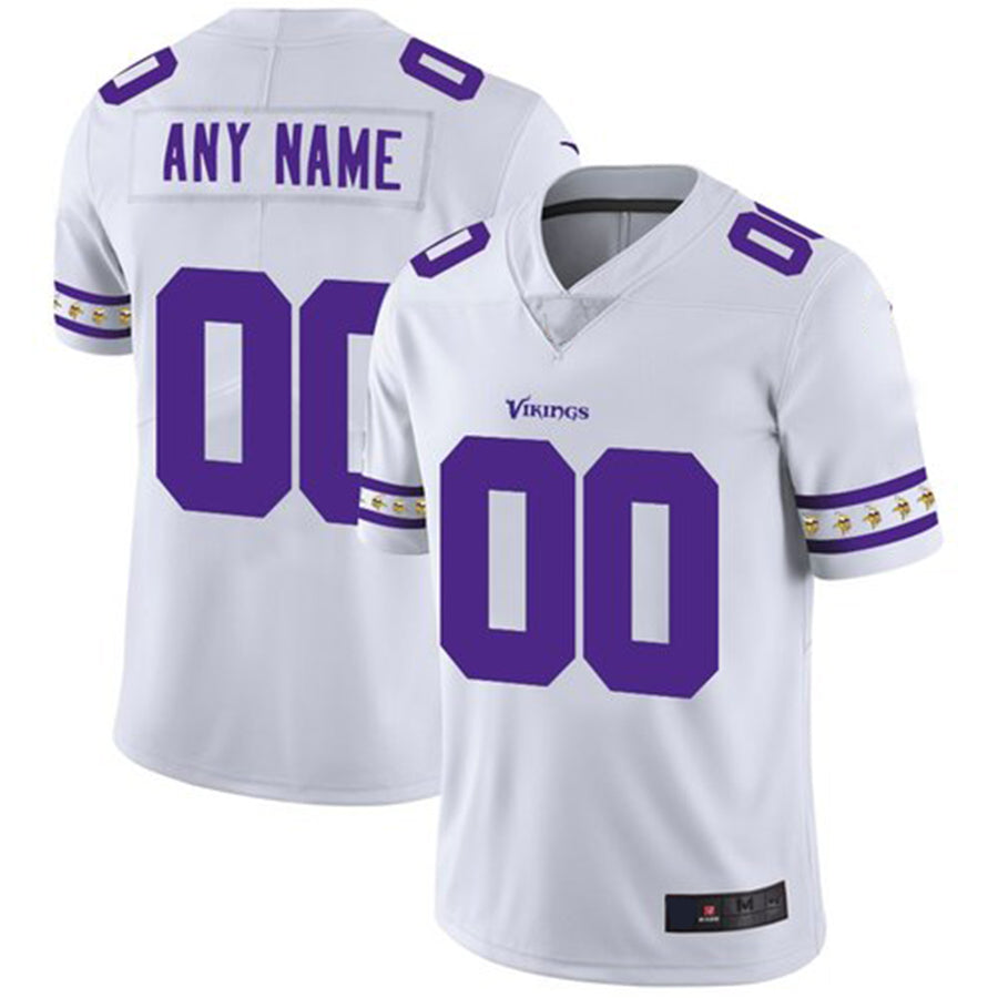 Custom1 Minnesota Vikings White Team Logo Vapor Limited Jersey1 Stitched Jerseys Football Jerseys