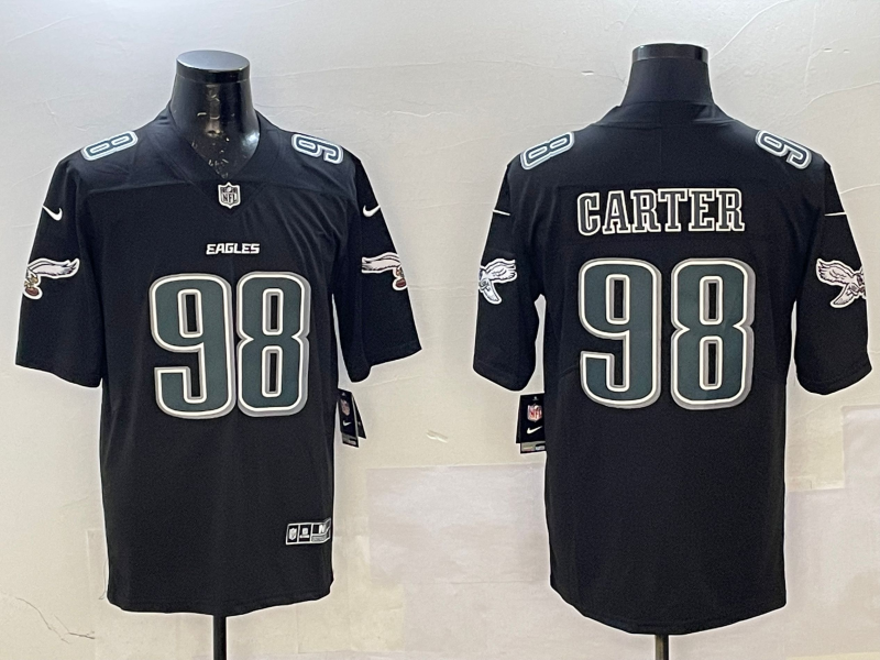 Men's Philadelphia Eagles Jalen Carter #98 Black Fashion Game Jersey