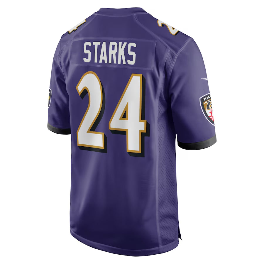 Men's Baltimore Ravens Malaki Starks  Purple 2025  Draft First Round Pick Game Jersey