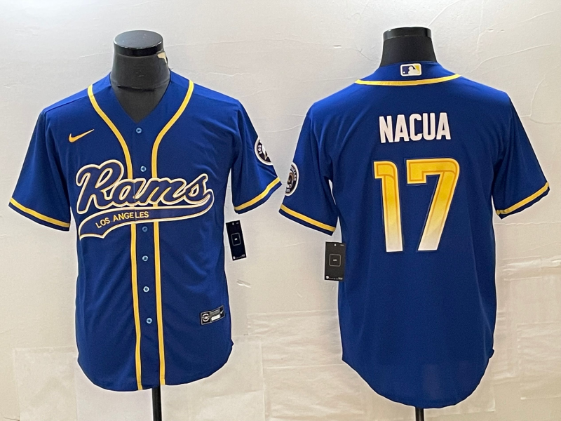 Men's Los Angeles Rams Puka Nacua #17 Royal Game Jersey1 Joint Edition