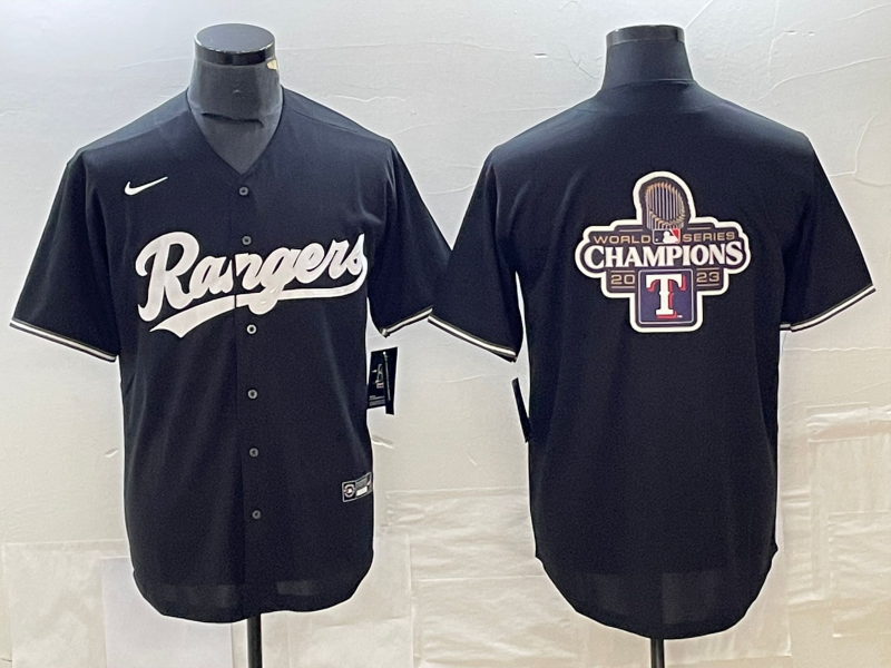 Men's Texas Rangers Black Replica Game Jersey1