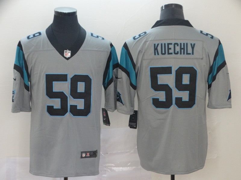 Men's Carolina Panthers Luke Kuechly #59 Gray Inverted Legend Jersey1