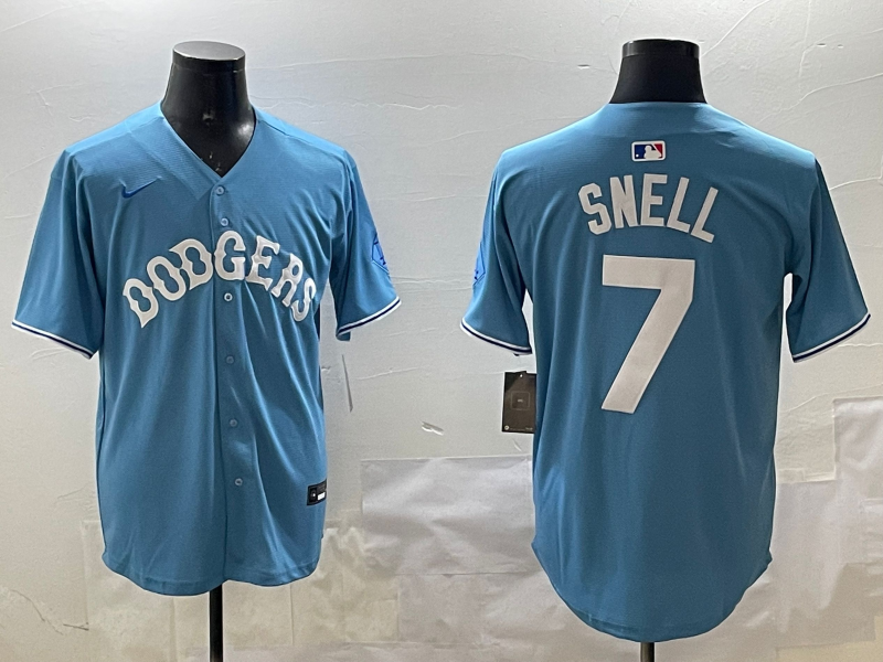 Men's Los Angeles Dodgers Blake Snell #7 Light Blue Limited Player Jersey