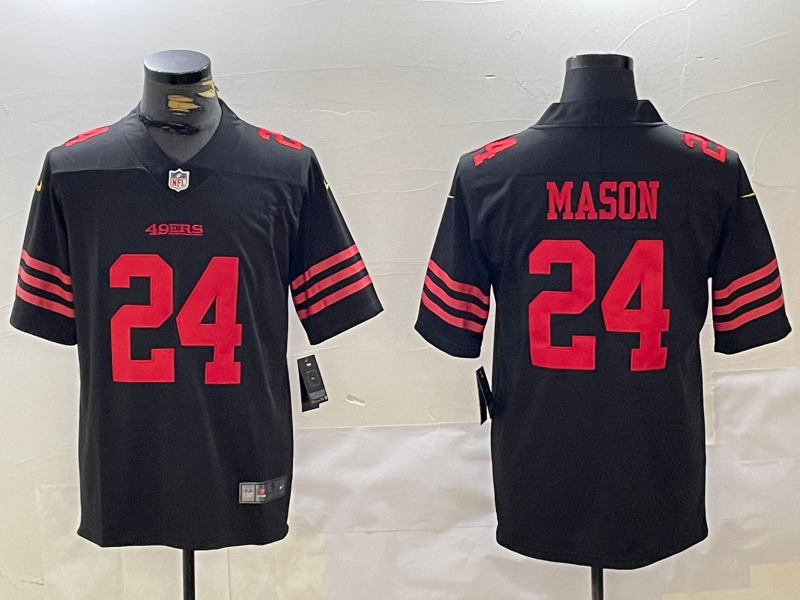 Men's San Francisco 49ers Jordan Mason #24 Black Player Game Jersey1
