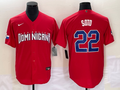 Men's 2023 World Baseball Classic #22 Juan Soto Dominican Republic Red Jersey1