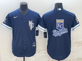 Men's Kansas City Royals Navy Alternate Replica Team Logo Jersey1