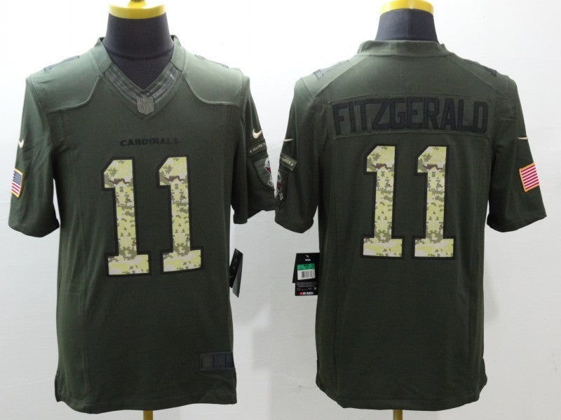 Men's Arizona Cardinals Larry Fitzgerald #11 Army Green Game Jersey1