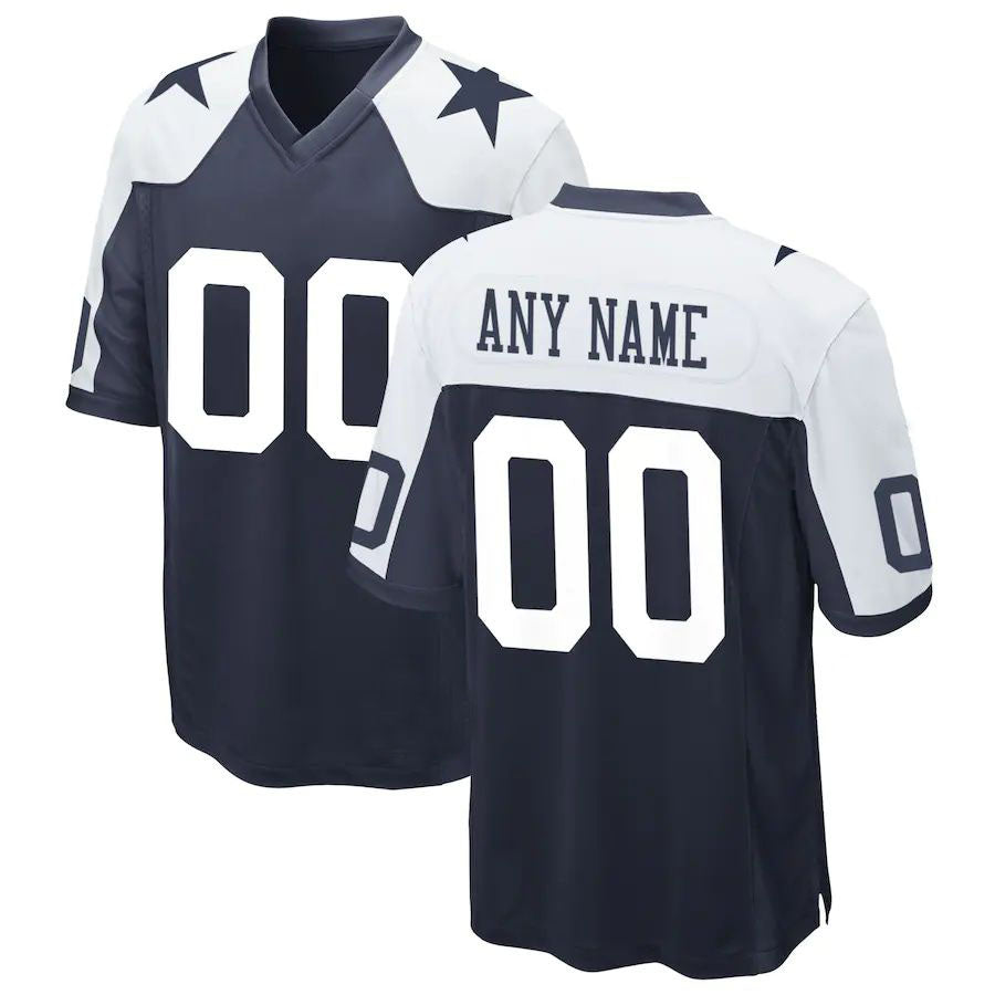 Custom1 Dallas Cowboys Jersey1 White Stitched Blue Game Stitched American Football Jerseys
