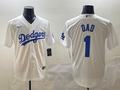 Men's Los Angeles Dodgers White #1 Dad Replica Player Jersey1