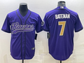 Men's Baltimore Ravens Rashod Bateman #7 Purple Player Jersey1 Joint Edition