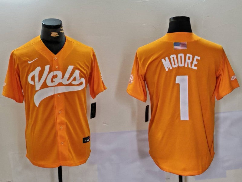 Men's Tennessee Volunteers Christian Moore #1 Orange Game Jersey