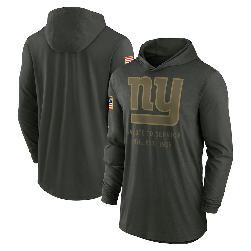 Men's New York Giants Forest Green 2025 Salute to Service Sideline Dri-FIT Lightweight Hooded Pullover