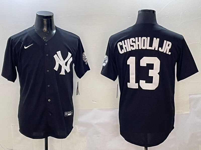 Men's New York Yankees Jazz Chisholm Jr. #13 Black Replica Player Jersey1