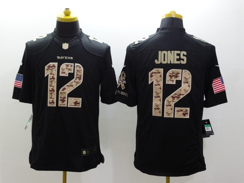 Men's Baltimore Ravens Jacoby Jones #12 Black Game Player Jersey1