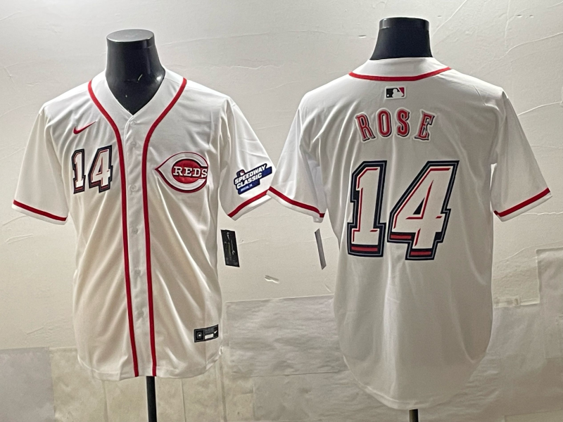 Men's Cincinnati Reds Pete Rose #14 White 2025  Speedway Classic Home Replica Jersey