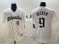Men's Milwaukee Brewers Bob Uecker #9 White Replica Player Jersey